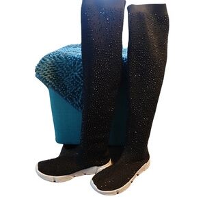Over The Knee Sparkle Sneaker Boot